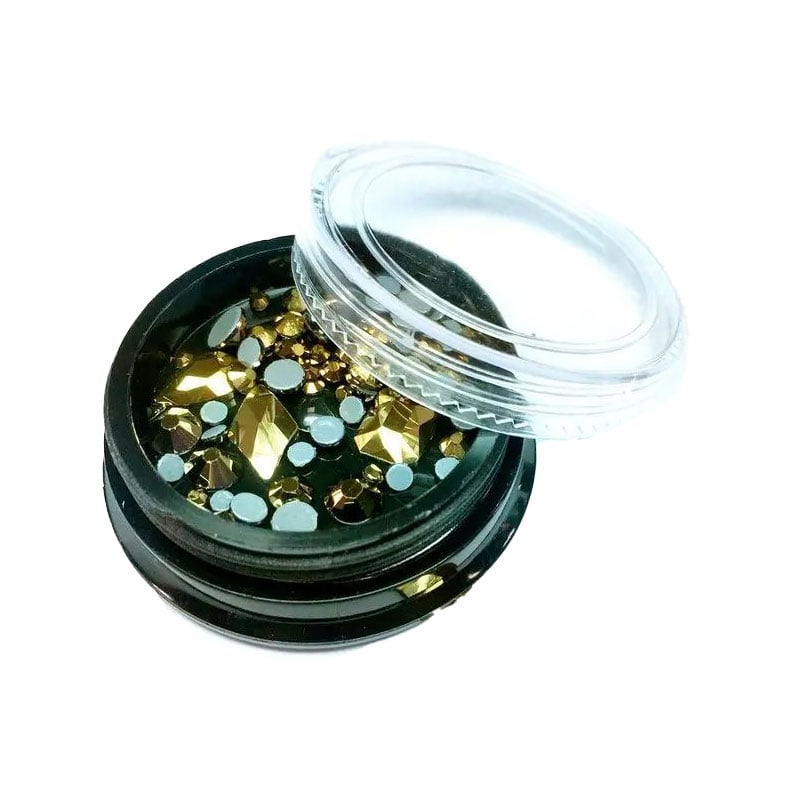 Декор для нігтів Nails Molekula Professional Камінці Алмаз 3D, золото, 100 шт (ML1172)